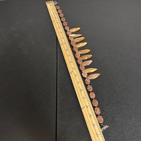 Vintage Gemstone Natural Stone Shell Fall Statement Necklace - Picture 7 of 8